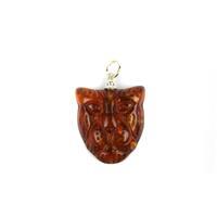 Baltic Amber Cognac Tiger Head + 925 Sterling Silver Peg and Bale, 20mm
