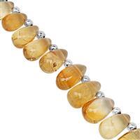 100cts Citrine Top Side Drill Smooth Drop Approx 8x4 to 13.5x9mm, 21cm Strand with Spacers