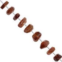 105cts Hessonite Garnet Graduated Faceted Unusual Tumble Approx 8x3 to 13x6mm, 15cm Strand with Spacers