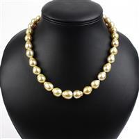 Golden South Sea Cultured Pearl Sterling Silver Graduated Necklace