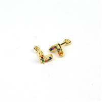 Gold Plated 925 Sterling Silver Multi Coloured Cubic Zirconia Heart Pegs Approx 5x8mm (2pc)