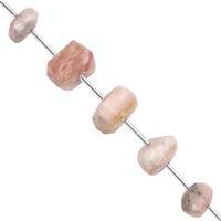 95cts Pink Opal Graduated Faceted Unusual Tumble Approx 12x6 to 16x12mm, 13cm Strand with Spacers