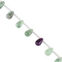 139cts Multi-colour Fluorite Top Drilled Drop Approx 8x12mm, 38cm Loose Strands