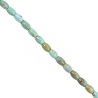 15cts Turquoise Straight Drill Smooth Rice Beads Approx 5.5x4 to 6x4mm, 15cm Strand