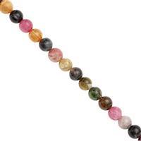 68cts Multi Tourmaline Smooth Round Approx 5 to 6.5mm, 20cm Strand