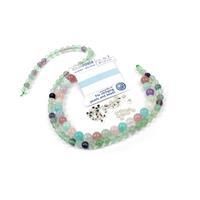 Great Wall; Base Metal Spacer Beads, Navy Cord, Fluorite Rounds and Mixed Gemstone Rounds 
