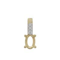 Gold Plated 925 Sterling Silver Oval Pendant Mount (To fit 6x4mm gemstones) Inc. 0.02cts White Zircon Brilliant Cut Round 1mm - 1Pcs