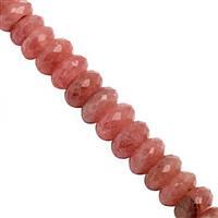 65cts Rhodochrosite Faceted Rondelle Approx 5x2.5 to 7x4mm, 18cm Strand