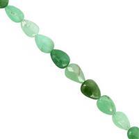 55cts Chrysoprase Center Drill Faceted Pear Approx 9x7 to 12x8.5mm, 23cm Strand