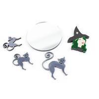 Emerald Witch Acrylic Kit: Witch, Broomsticks & Handbag Mirror (4pcs)