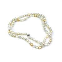 White & Golden South Sea Cultured Pearl & 925 Sterling Silver Necklace (8 x 8mm)