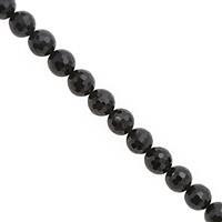 128cts Black Spinel Faceted Round Approx 8mm, 20cm Strand
