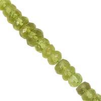 45cts Peridot Graduated Faceted Rondelle Approx 4x2 to 5.5x3mm, 21cm Strand