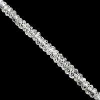 38cts White Zircon Faceted Rondelles Approx 2x1.5 to 4x2mm, 20cm Strand